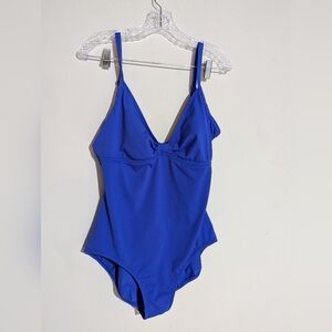 JANTZEN Royal Blue One Piece Swimsuit‎ Size 16 Padded Tummy Control *Like New